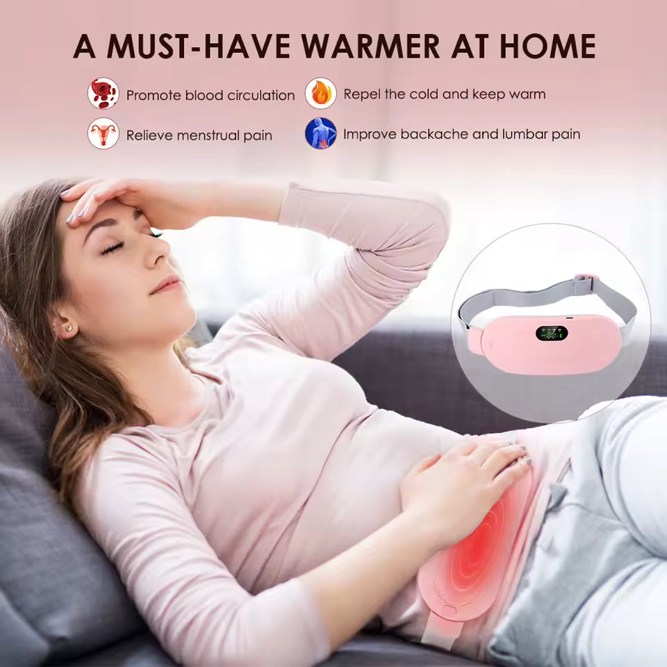 Period heating belt control panel with 4 heat levels and 3 massage mode settings