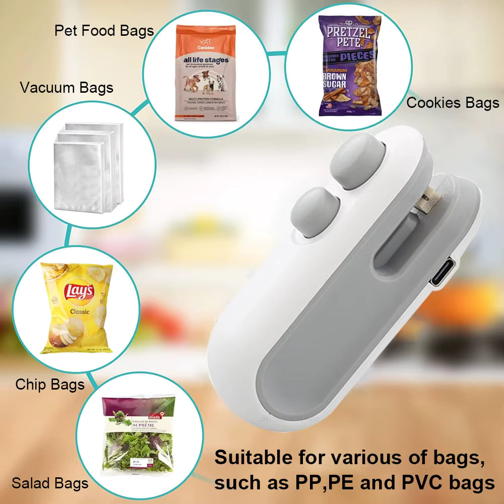 Bag sealer with USB charging cable and user manual included in the box
